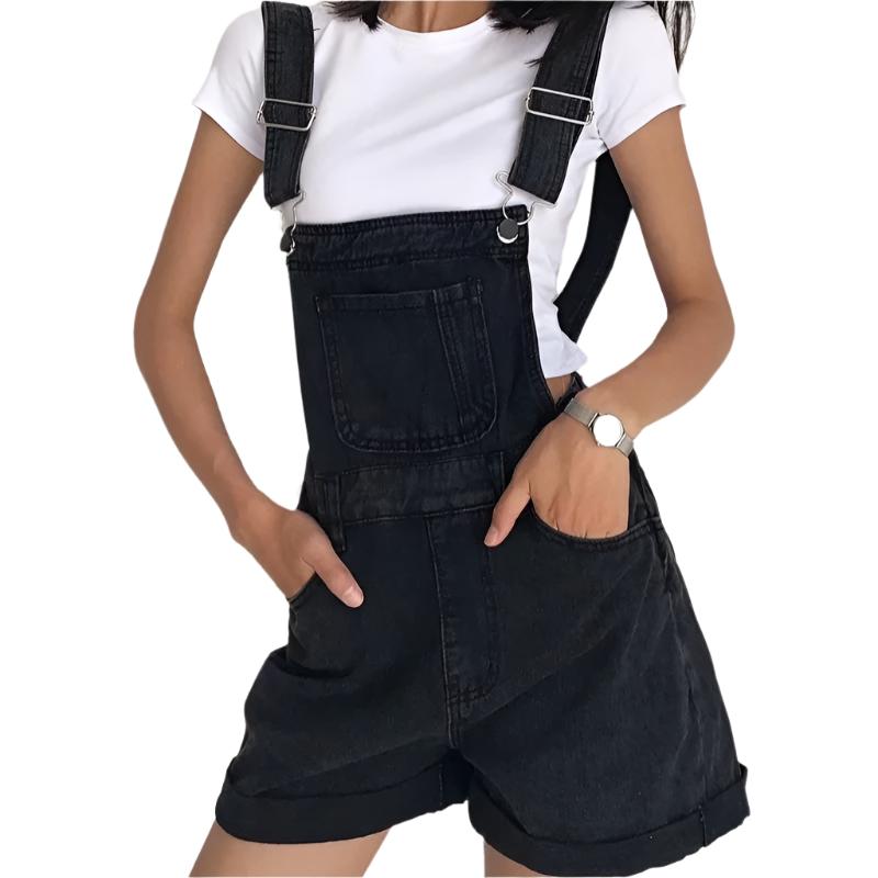 Loose-fitting Curl All-matching Jeans Suspender Pants