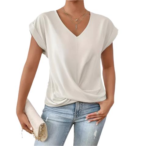 Fashion Short-sleeve T-shirt Summer Casual Irregular Knot Top For Women