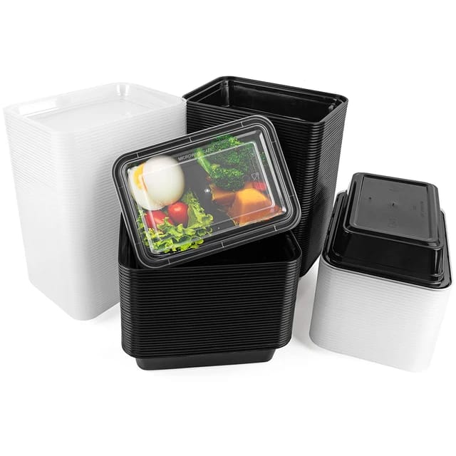 Custom made pp food grade rectangular disposable plastic meal prep food container set