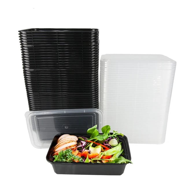 Custom made pp food grade rectangular disposable plastic meal prep food container set