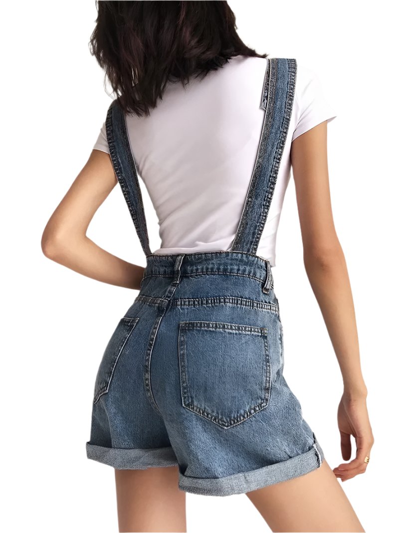 Loose-fitting Curl All-matching Jeans Suspender Pants