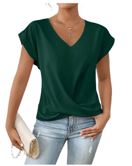 Fashion Short-sleeve T-shirt Summer Casual Irregular Knot Top For Women