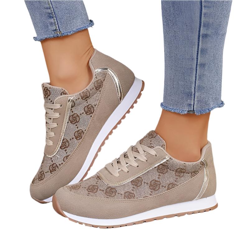 Flower Print Lace-up Sneakers Casual Fashion Lightweight Breathable Walking Running Sports Shoes Women Flats