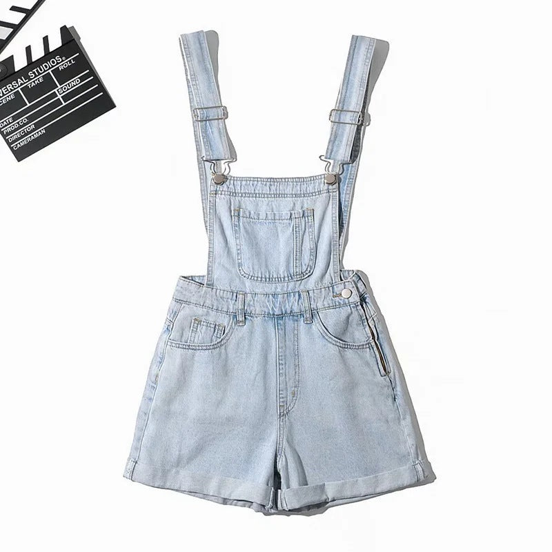 Loose-fitting Curl All-matching Jeans Suspender Pants