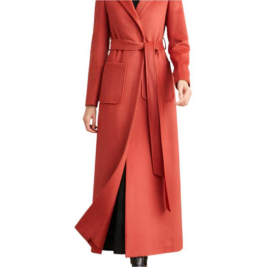 Double Faced Solid Color Slim Wool Coat