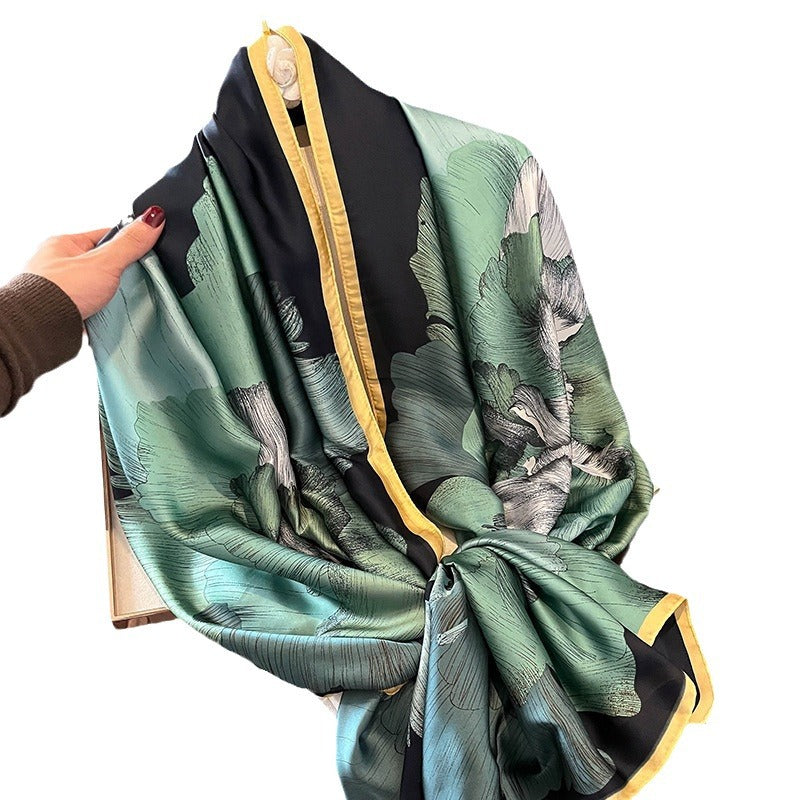 Fashion Silk Scarf Women's Printed Shawl Sunscreen Scarf