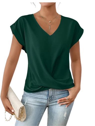 Fashion Short-sleeve T-shirt Summer Casual Irregular Knot Top For Women