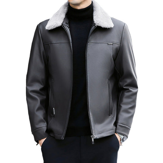 Leather Down Jacket Men