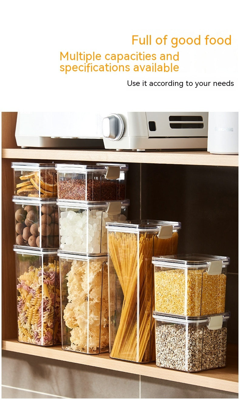 Food Grade Grains Sealed Plastic Cans Transparent Stackable Refrigerator Preservation Storage Box