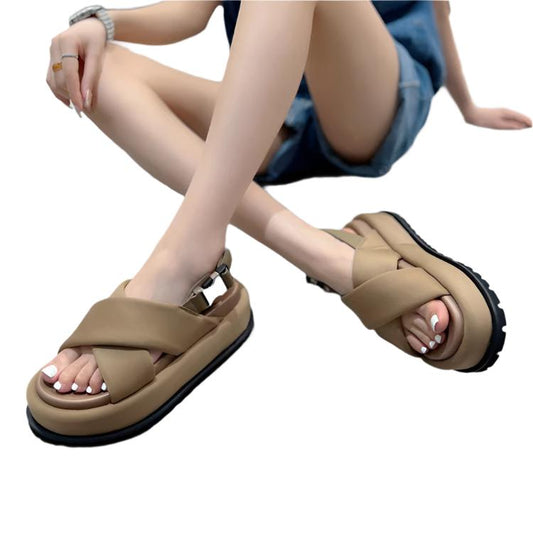 New Leather Retro Cross Roman Women's Sandals