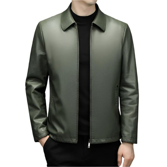 Lapel Ecological Real Leather Jacket Men