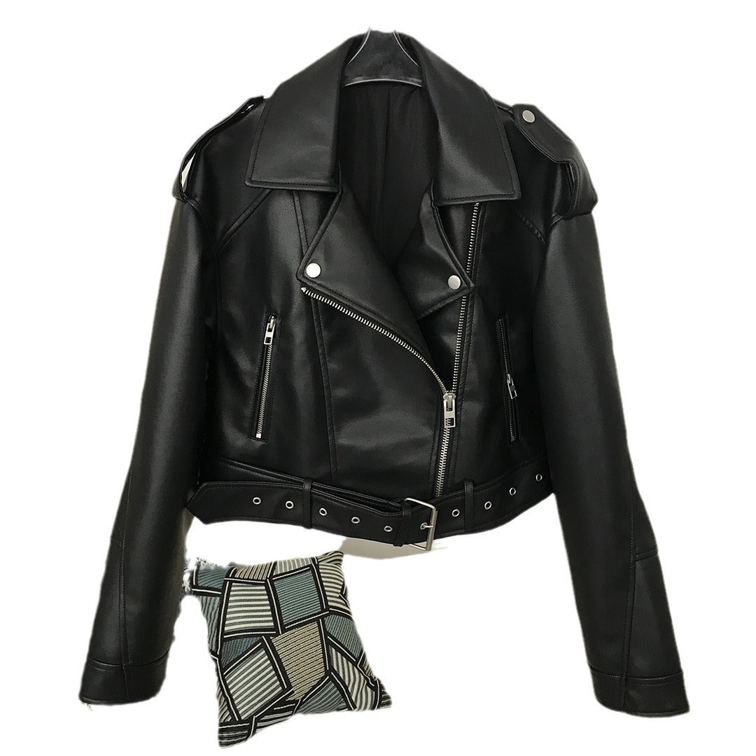 Women's Leather Worn Style Jacket Leather Coat