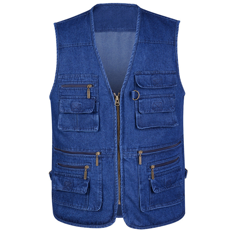 Vest Man V-neck Multi-pocket zakat