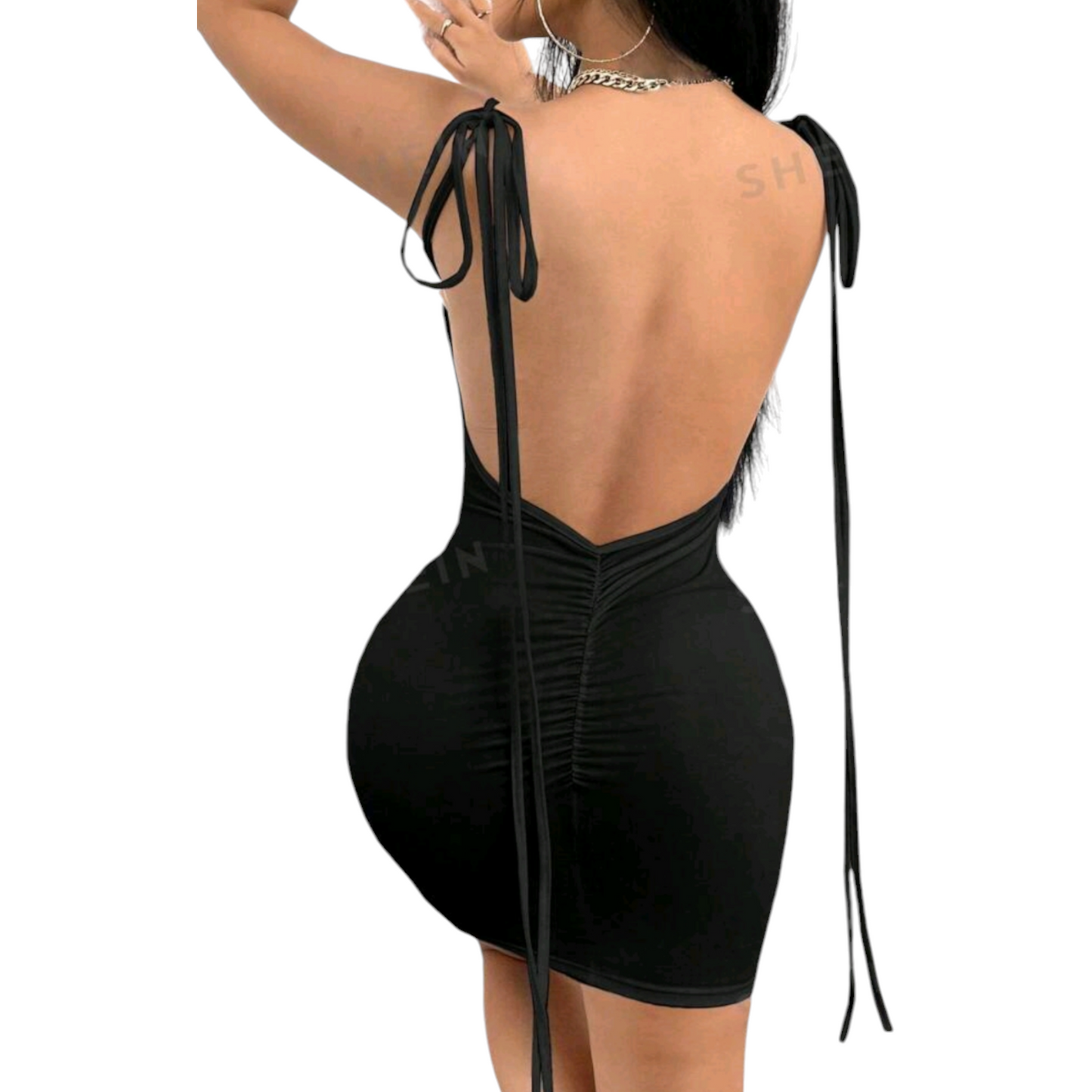 BAE Tie Shoulder Drawstring Backless Ruched