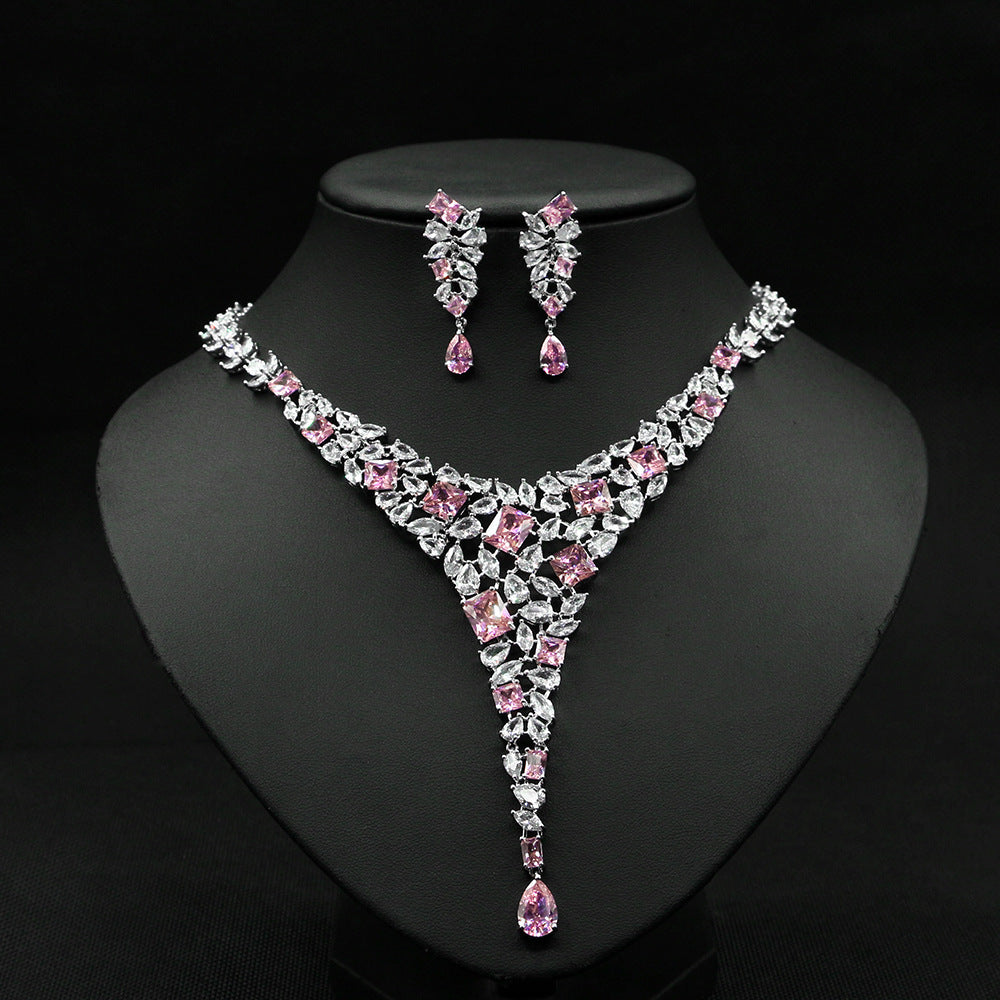 Zircon Necklace Set Wedding Dress Wedding Earring