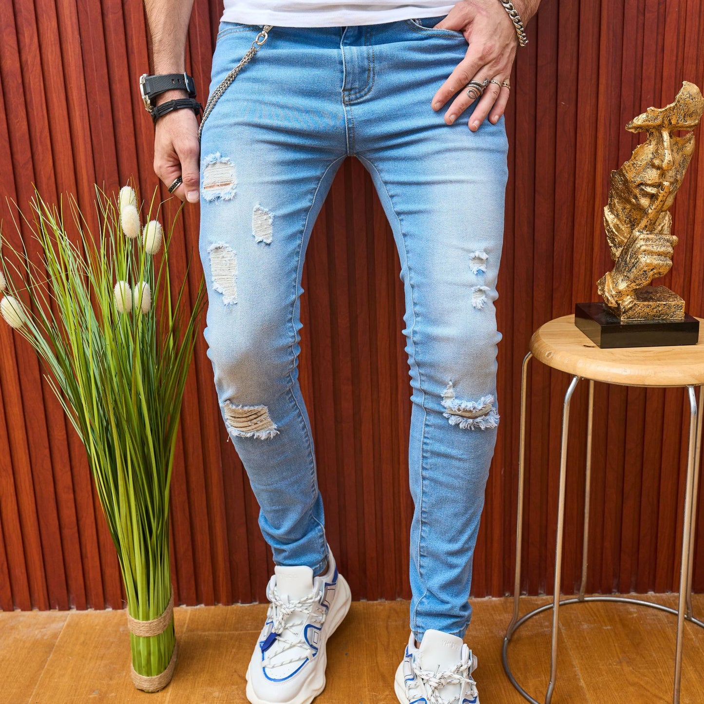 Summer Ripped Men's Casual Slim Fit Stretch Jeans