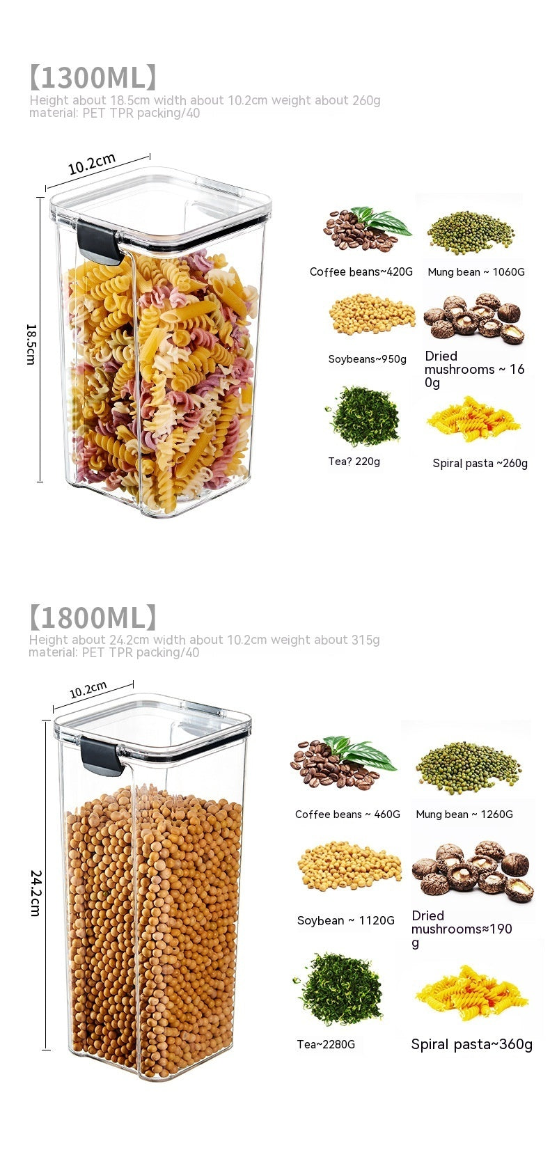 Food Grade Grains Sealed Plastic Cans Transparent Stackable Refrigerator Preservation Storage Box