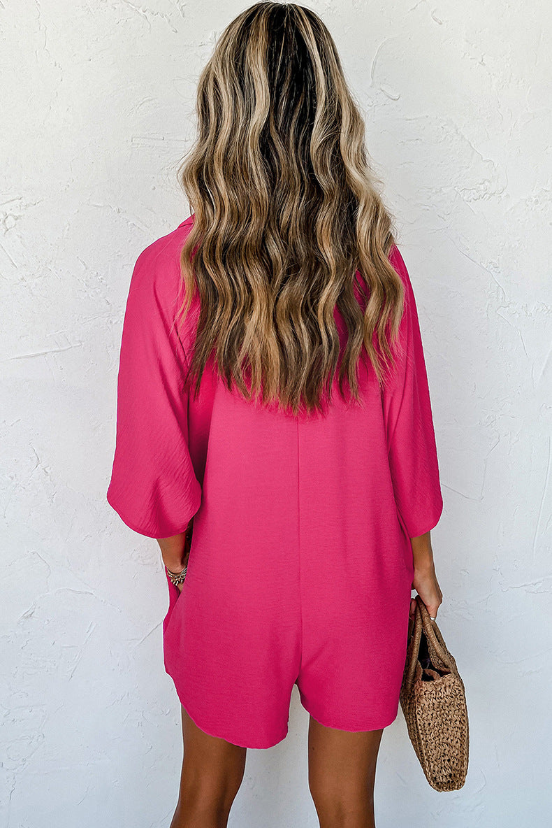 Short-sleeved Jumpsuit Loose Casual