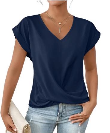 Fashion Short-sleeve T-shirt Summer Casual Irregular Knot Top For Women