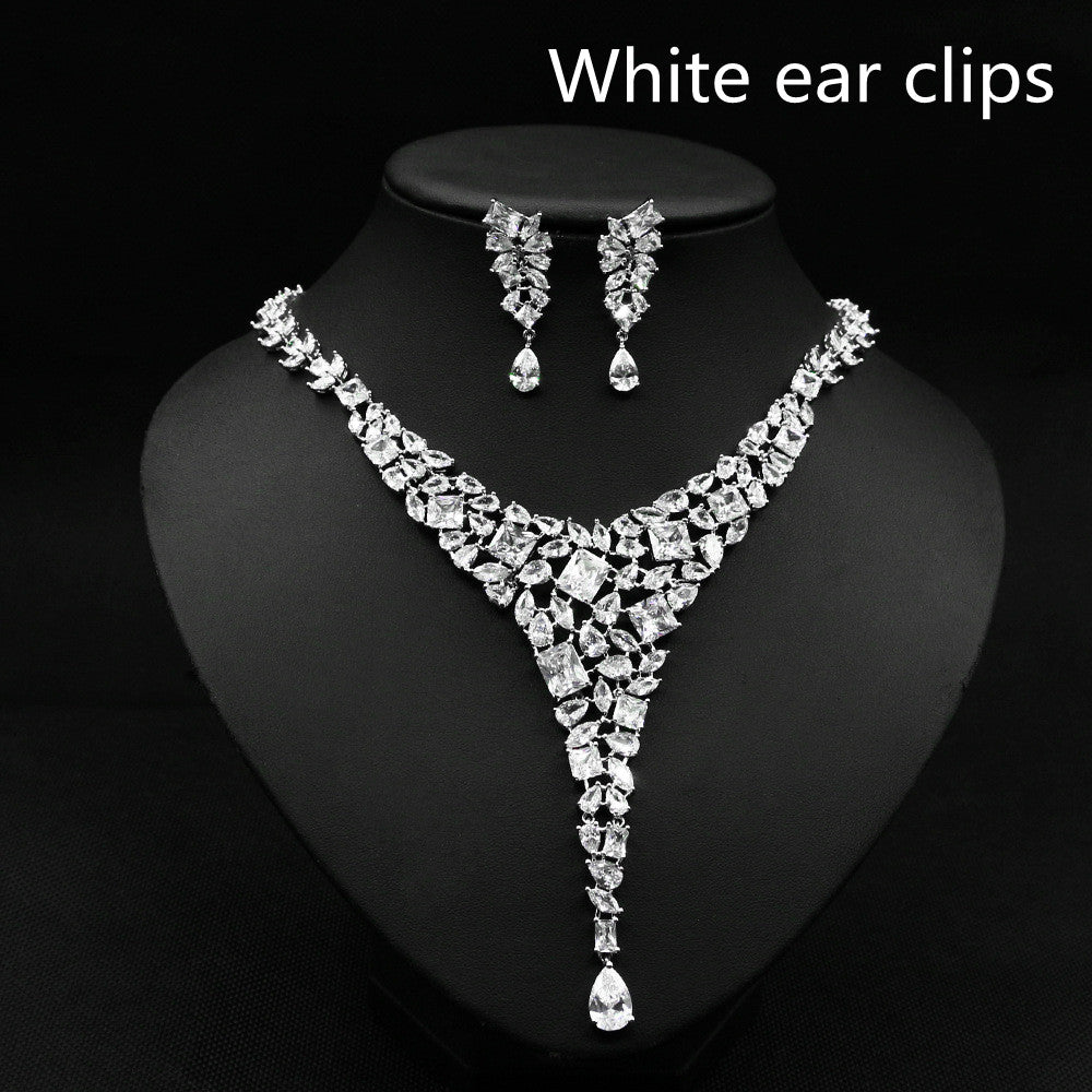 Zircon Necklace Set Wedding Dress Wedding Earring