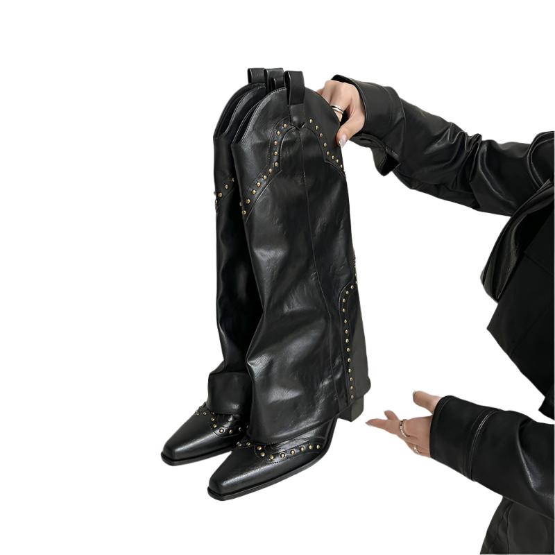 Fashion Boots Retro V Cut High Leg Boot Stud Martin Boots